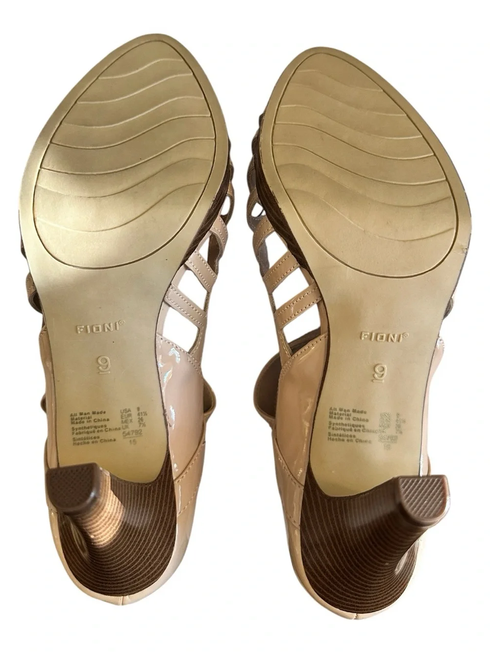 Fioni Nude Patent Cage Heels | Size 9